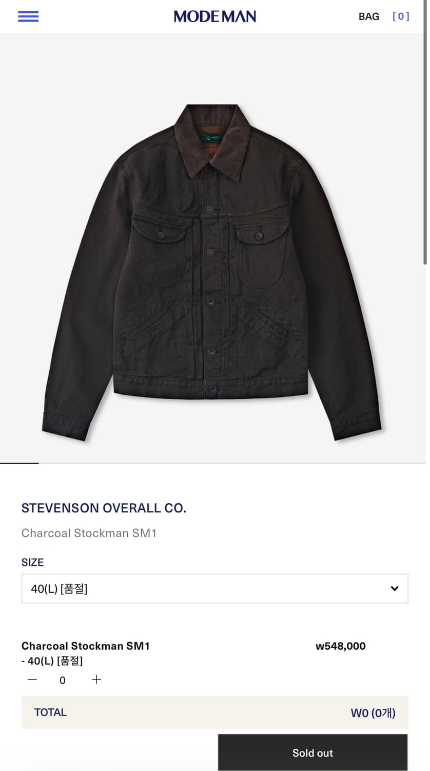 Stevenson Overall Co. 차콜 자켓 40(L) 상품이미지6