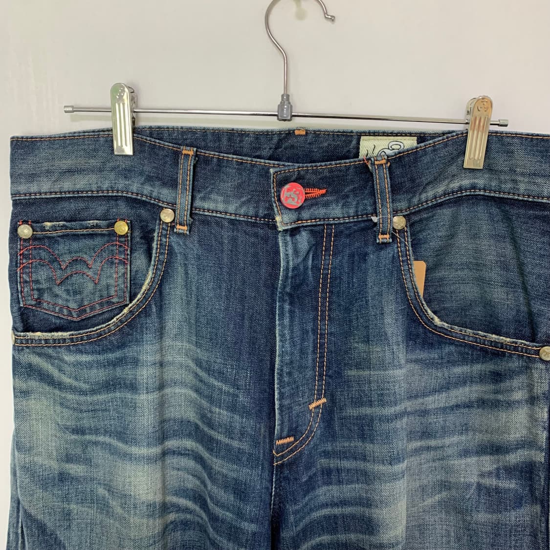 에드윈 스트릿 핑크 패치 빈티지 워싱 데님 팬츠 중청바지 35인치 상품이미지10