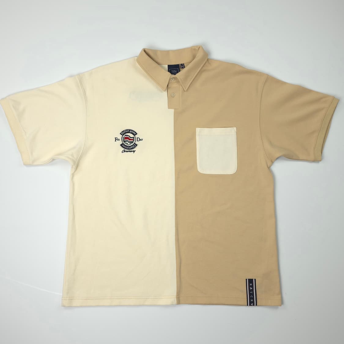 로맨틱크라운 하프패턴 반팔 카라티 베이지 (XL) 상품이미지1