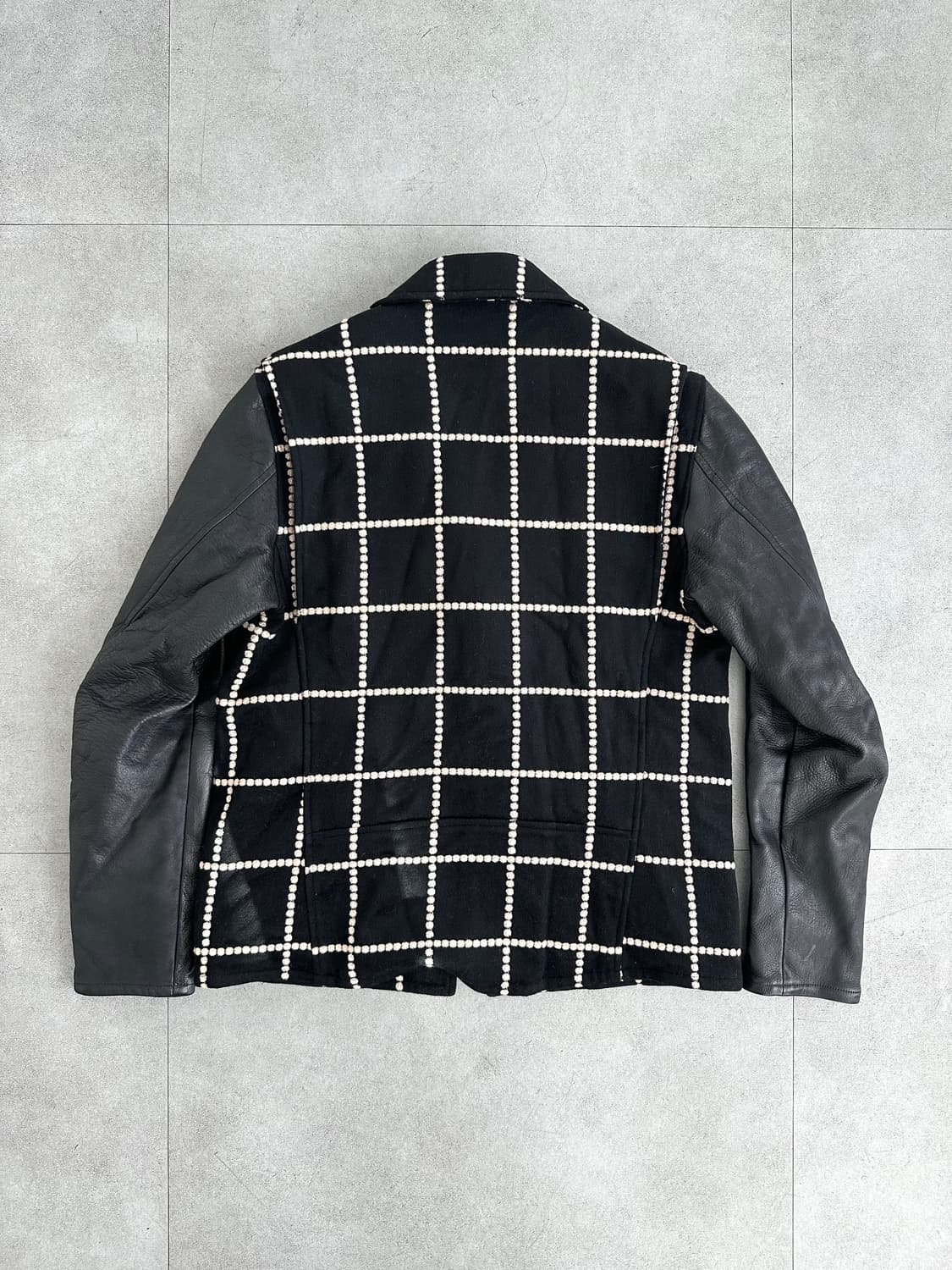 Taakk 타크 자수 체크 레더 라이더 자켓 상품이미지8