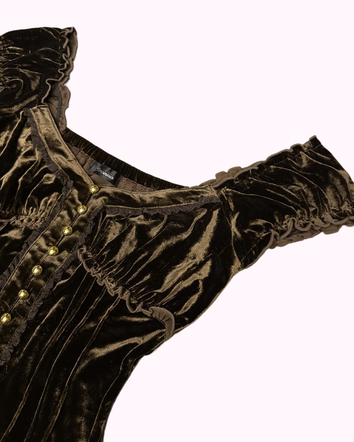 brown lace velvet top 상품이미지2