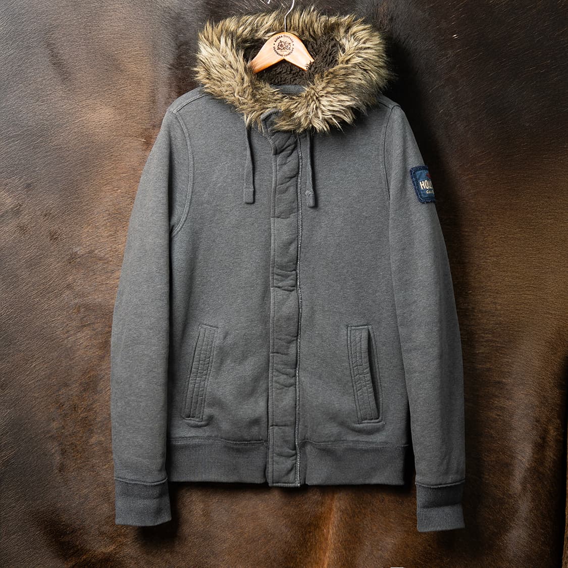 [103] 00s 홀리스터 쉐르파 라이닝 후드집업 챠콜 그레이  상품이미지1