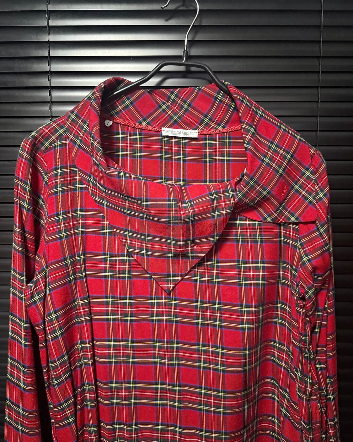NARACAMICIE 이태리 타탄 체크 케이프 레드 락 고스 펑크 셔츠 상품이미지3