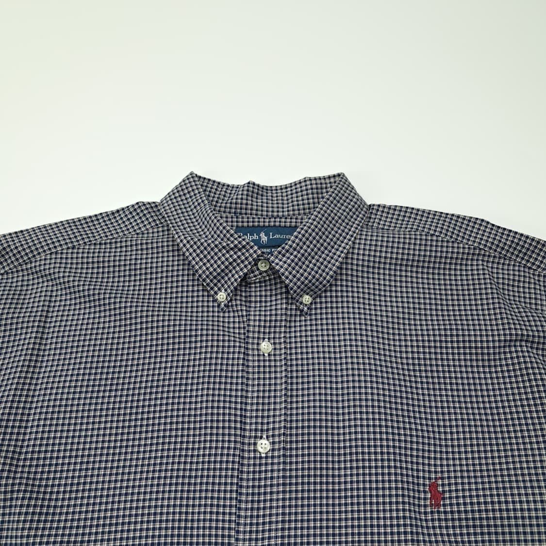 CL258 3XB 폴로 00s 네이비브라운 마이크로체크 셔츠 남방 상품이미지2