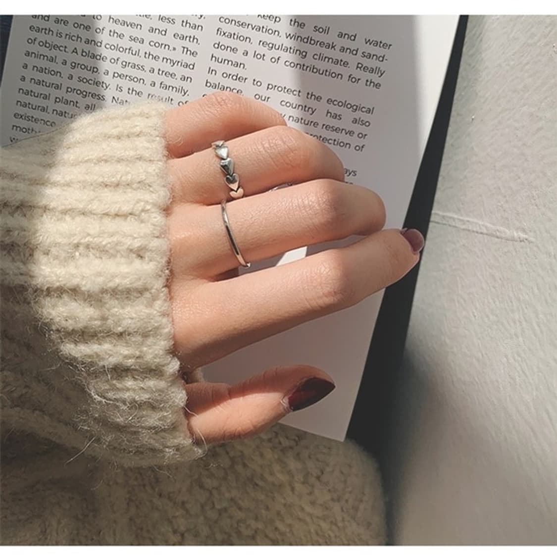 하트 길이 조절 연결 반지 상품이미지2