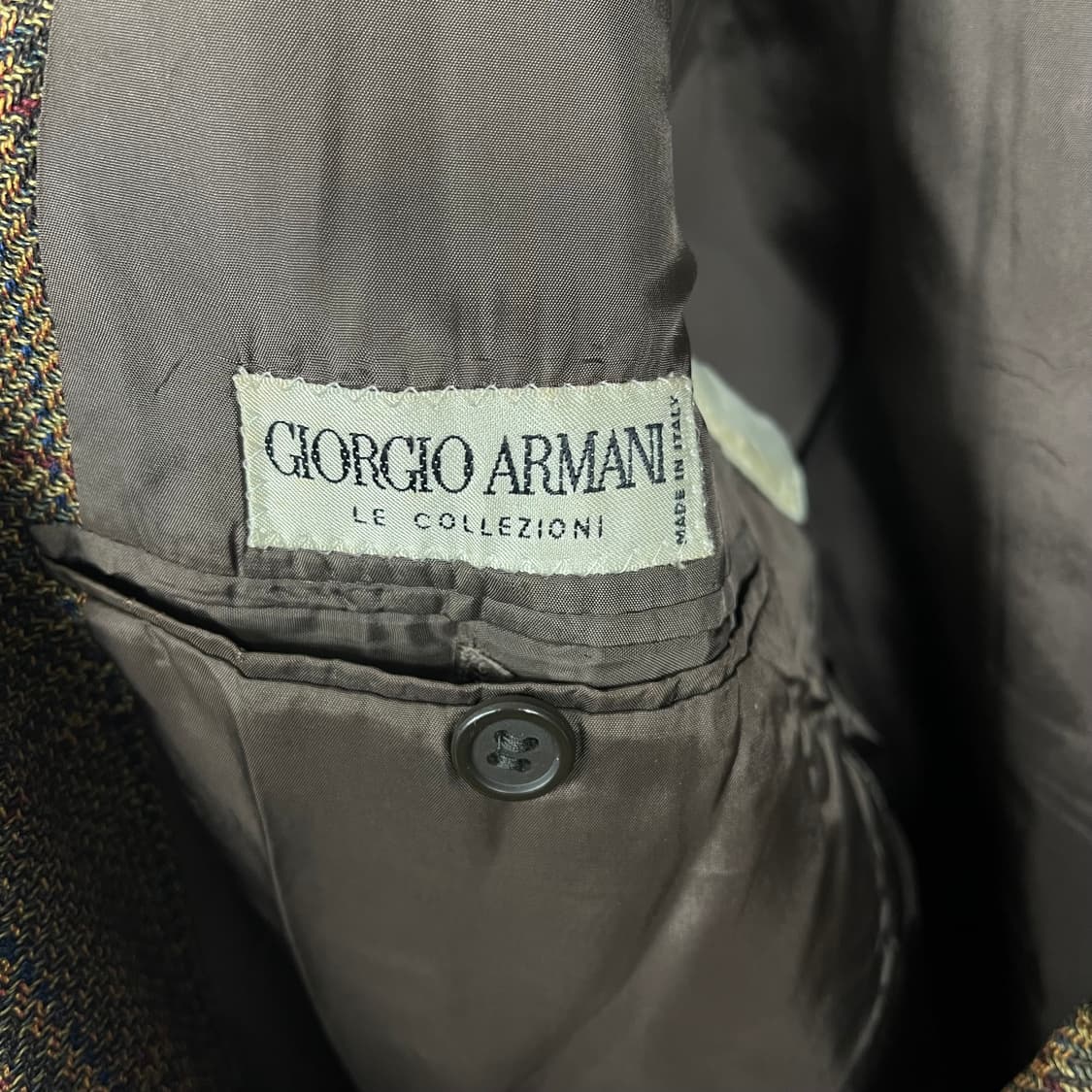 아르마니] 빈티지 체크 브라운 울 자켓 (L) 상품이미지5