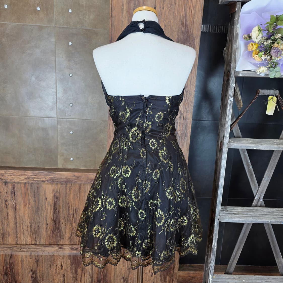 80's USA 홀터넥 홀리데이 원피스 상품이미지6