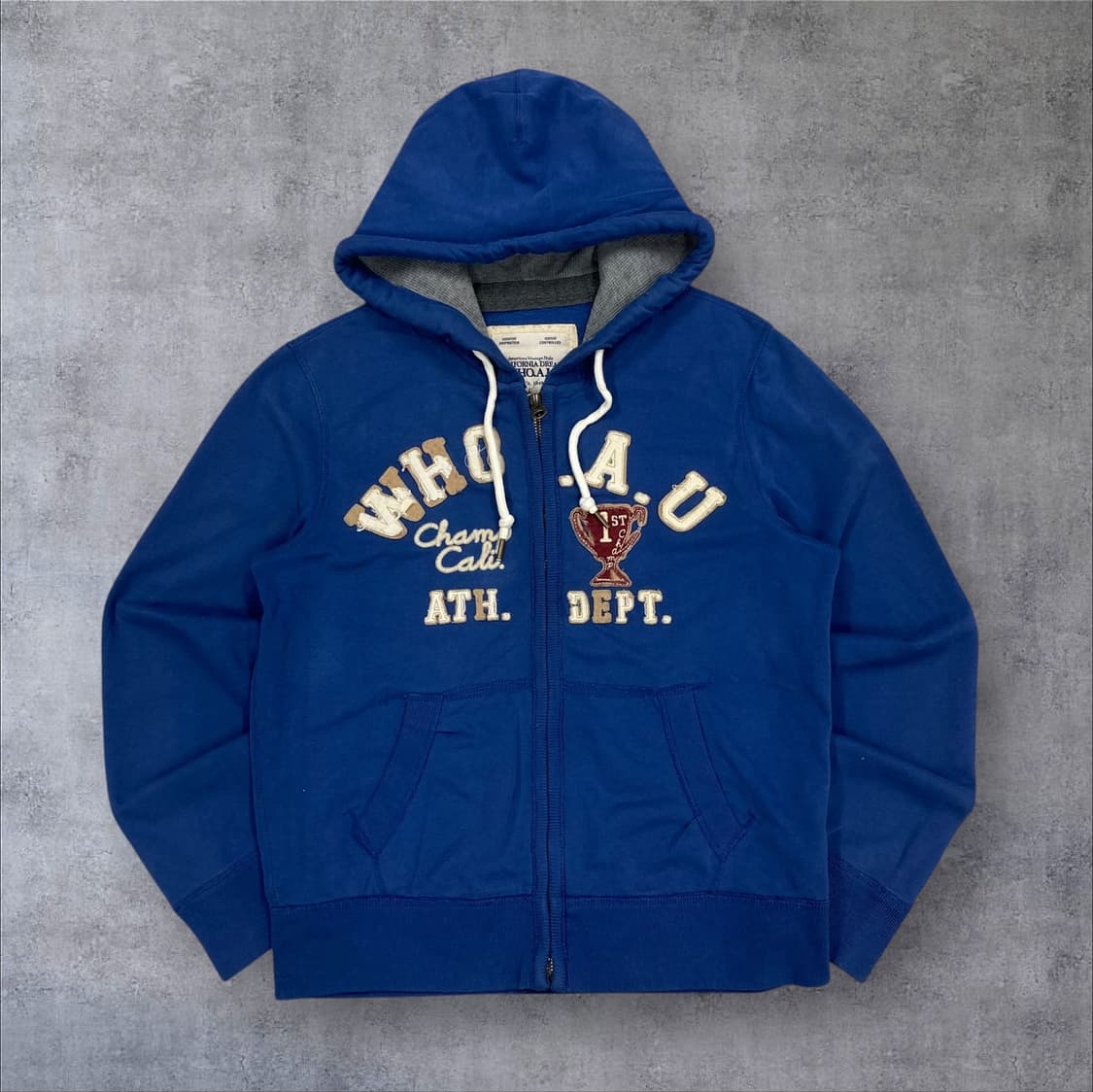 후아유 y2k 블루 컬러 빅로고 후드 집업 상품이미지1