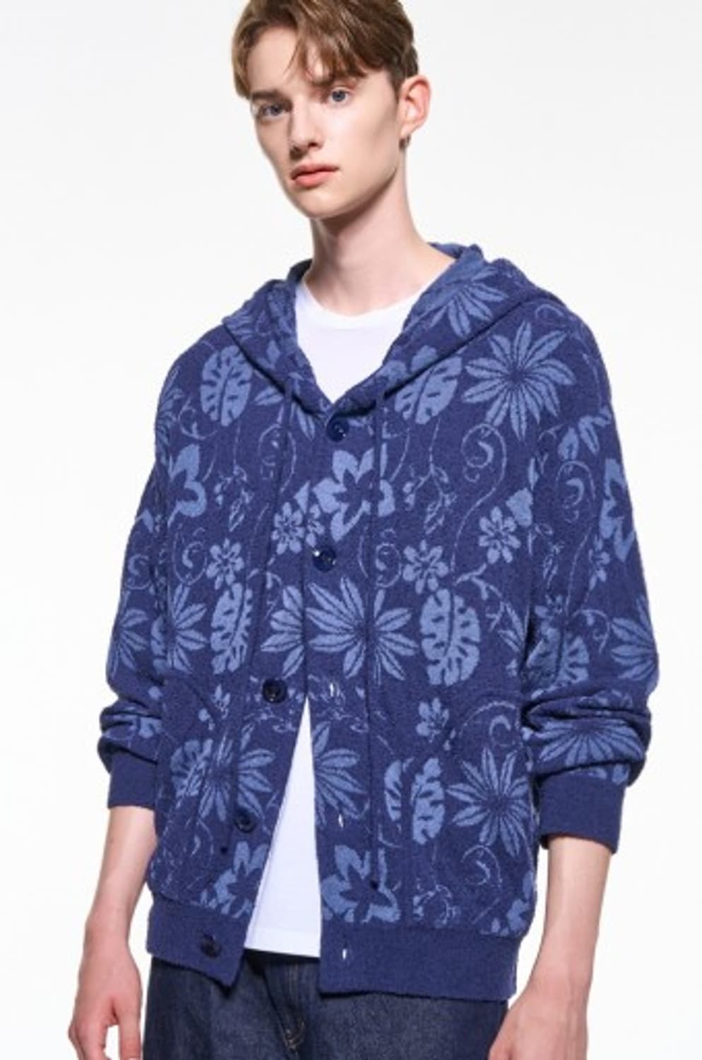 [정품] 타임옴므 플라워 디테일 테리 잉크 남성 후드 가디건 105  상품이미지8