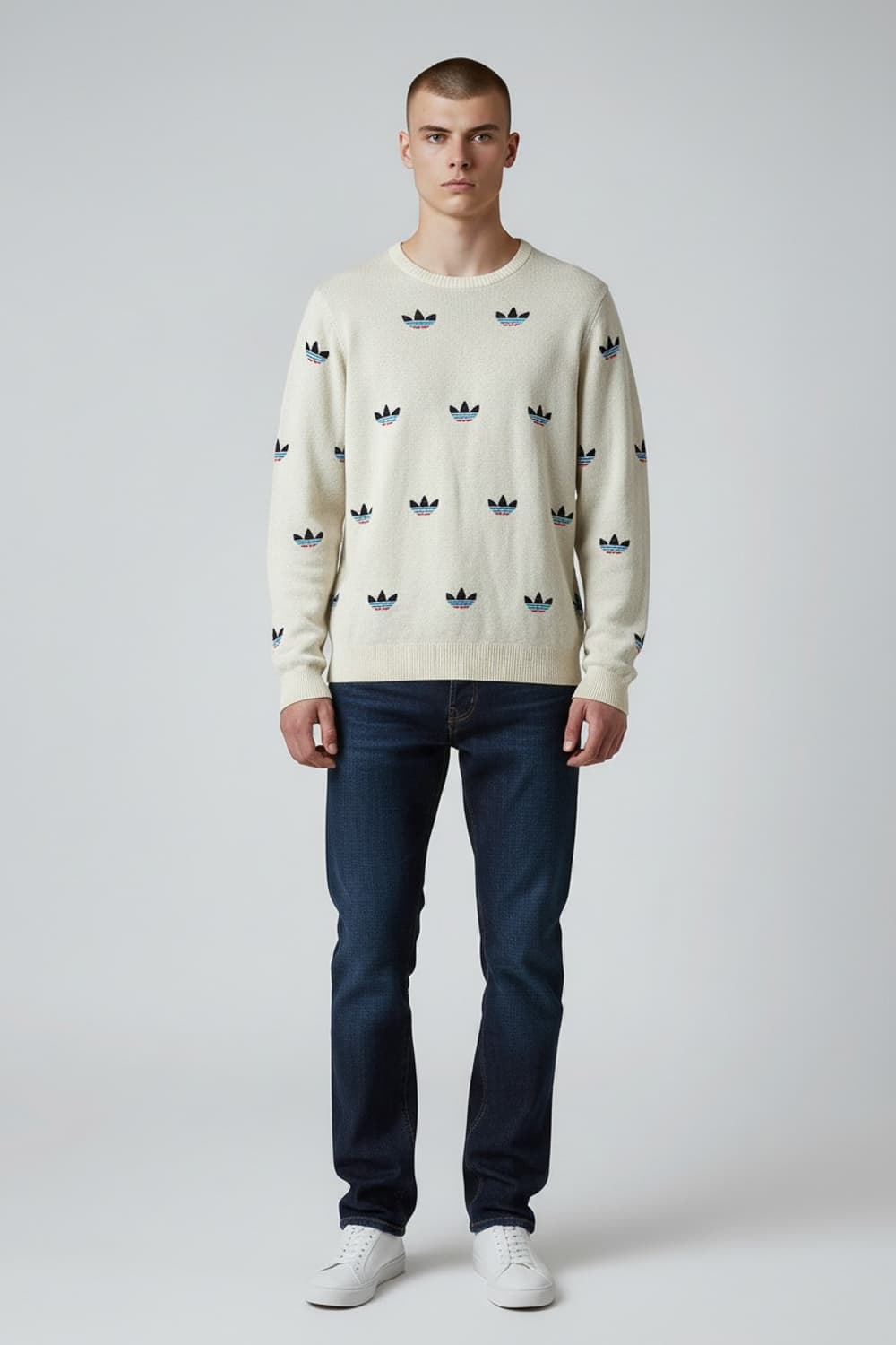 [95] 아디다스 베이지 트레포일 스웨터 니트 상품이미지3