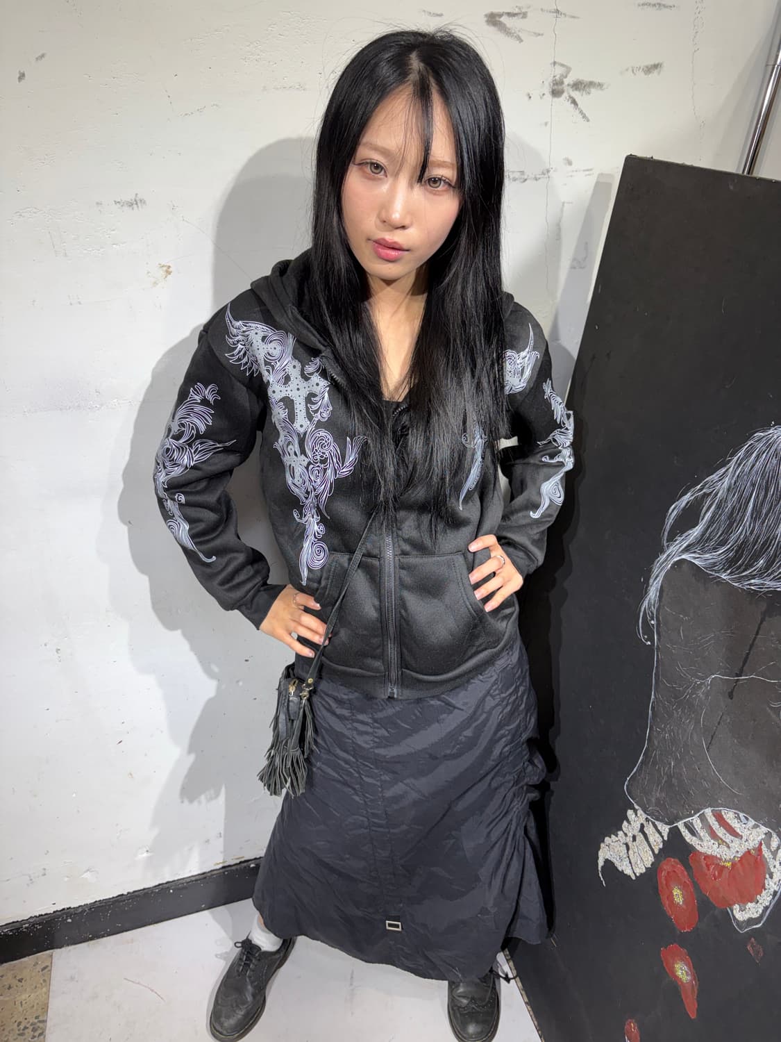 00s JPN 고딕 펑크 일본 빈티지 후드 집업 M 상품이미지2