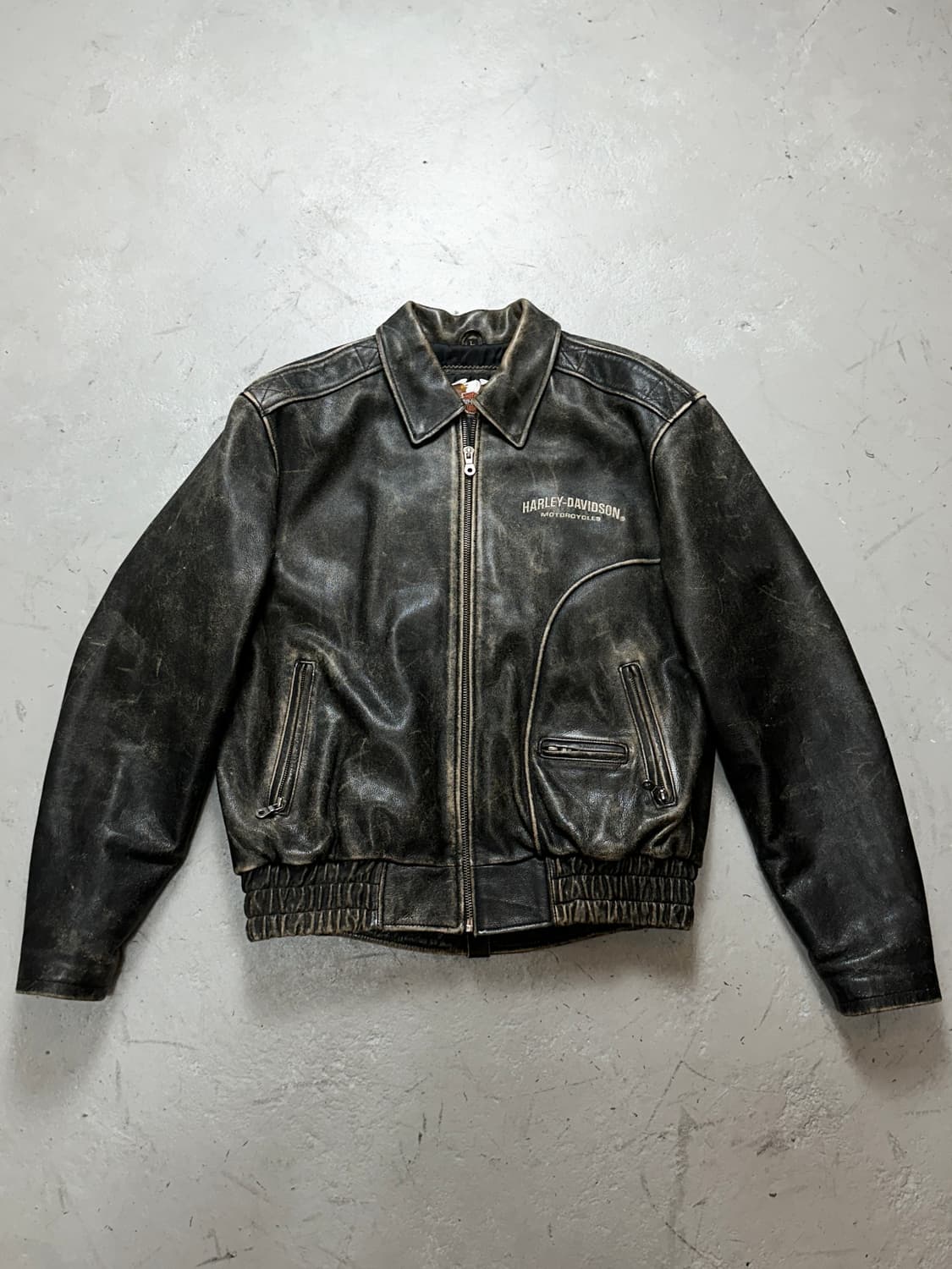 00's 할리데이비슨 레더 봄버 자켓 빈티지 레더자켓 상품이미지1