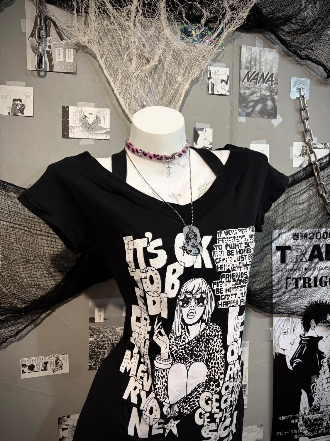 00's glam Cross-neck strap short sleeve 상품이미지6