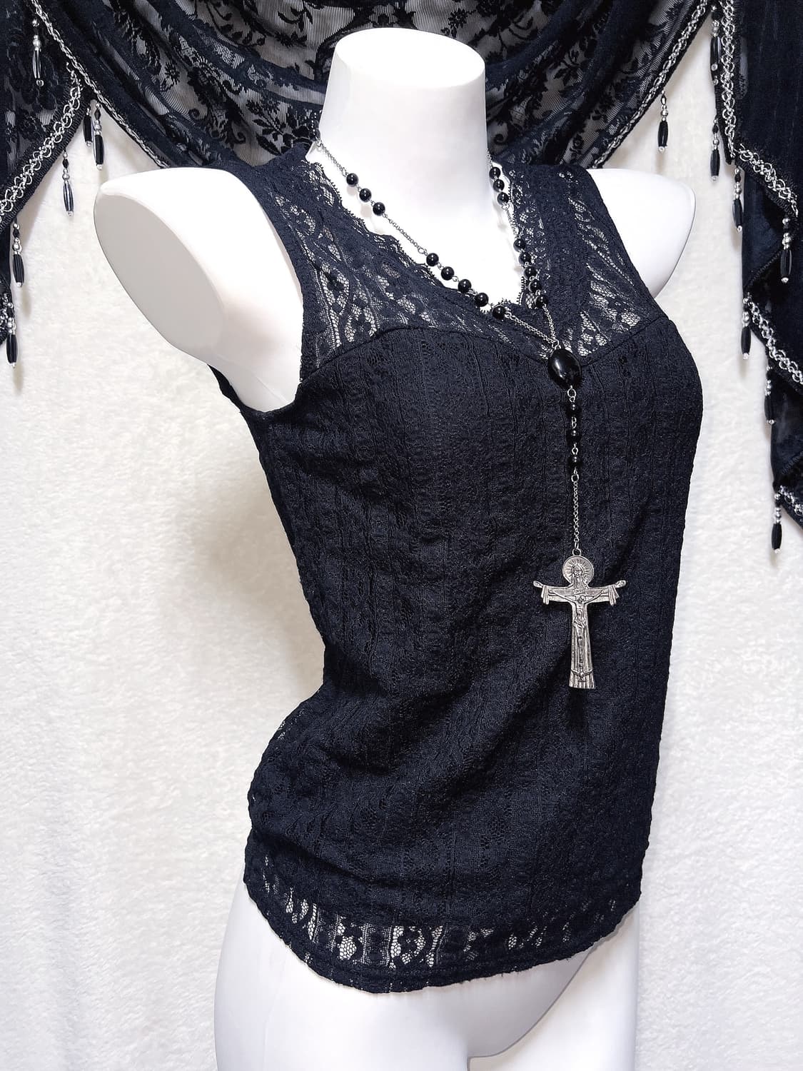 로맨틱고딕 고스펑크 오네갸루 레이스 슬리브리스 나시 핀터 공겜 페어리 상품이미지1