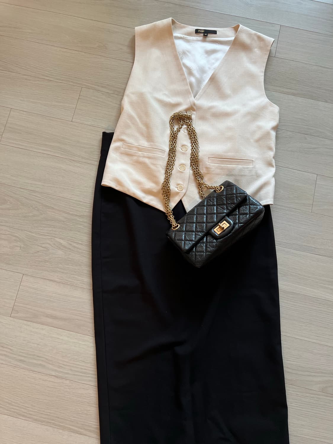 마쥬 베이지색 브이넥 베스트(조끼) 상품이미지2