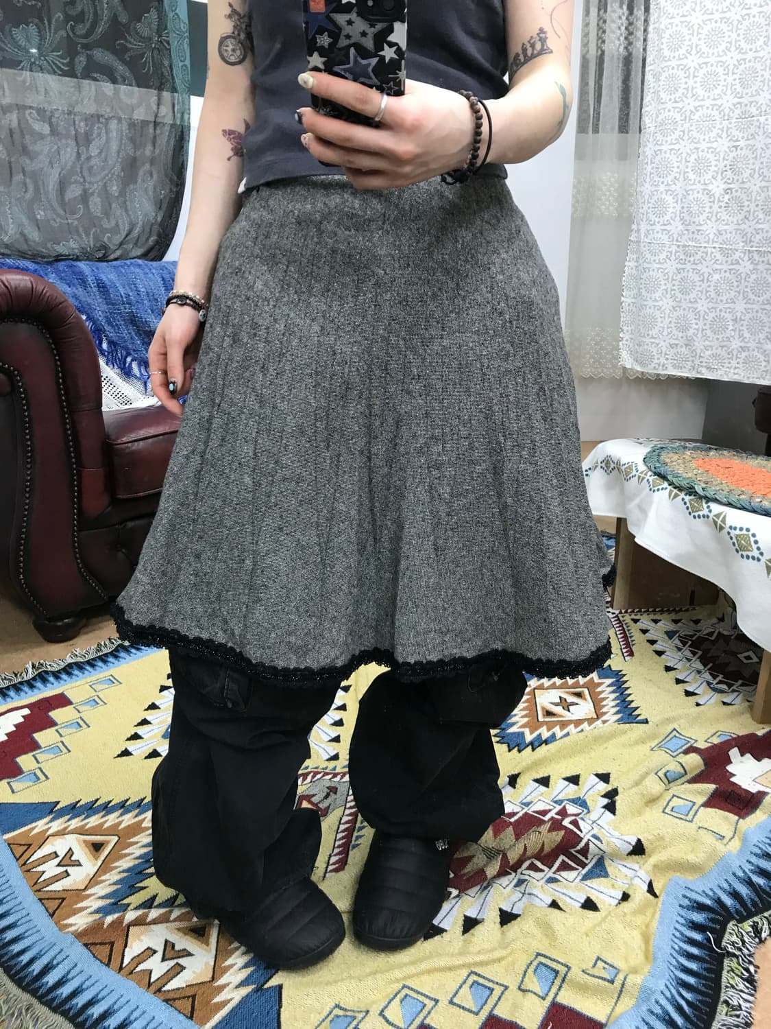 아날도바시니 디테일 미디스커트  상품이미지1