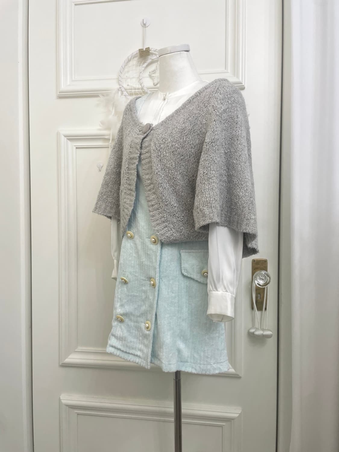 sheergray boucle one-button cape cardiga 상품이미지3