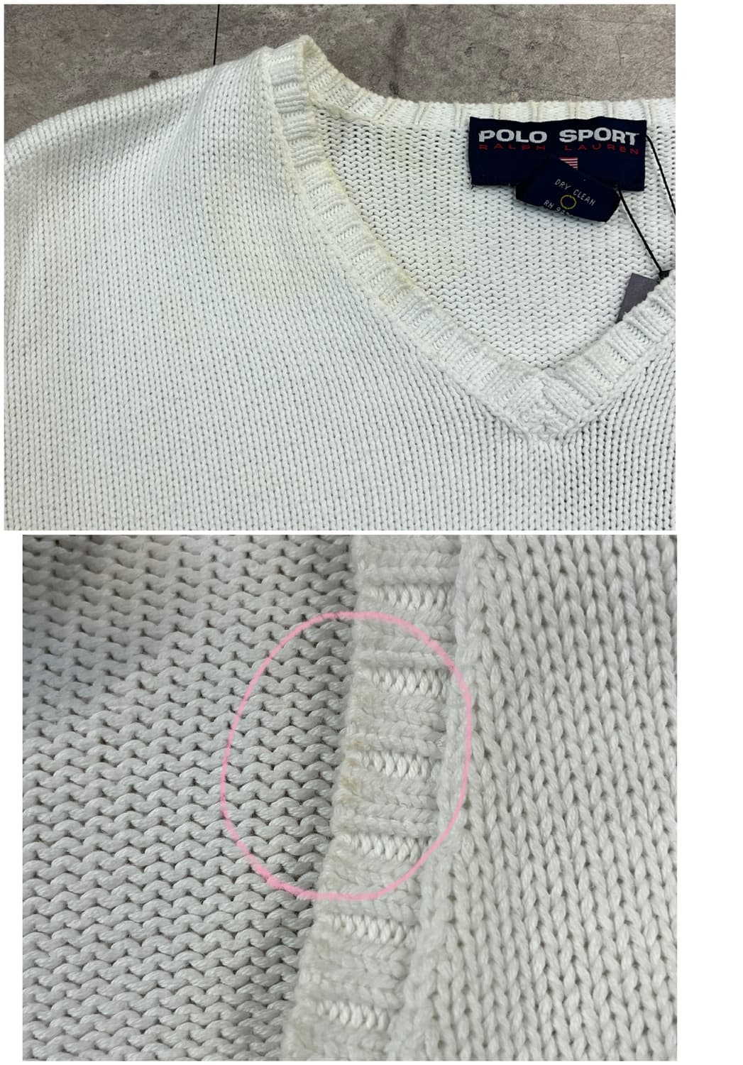 폴로 스포츠 브이넥 니트 화이트 XL #csz2995 상품이미지6
