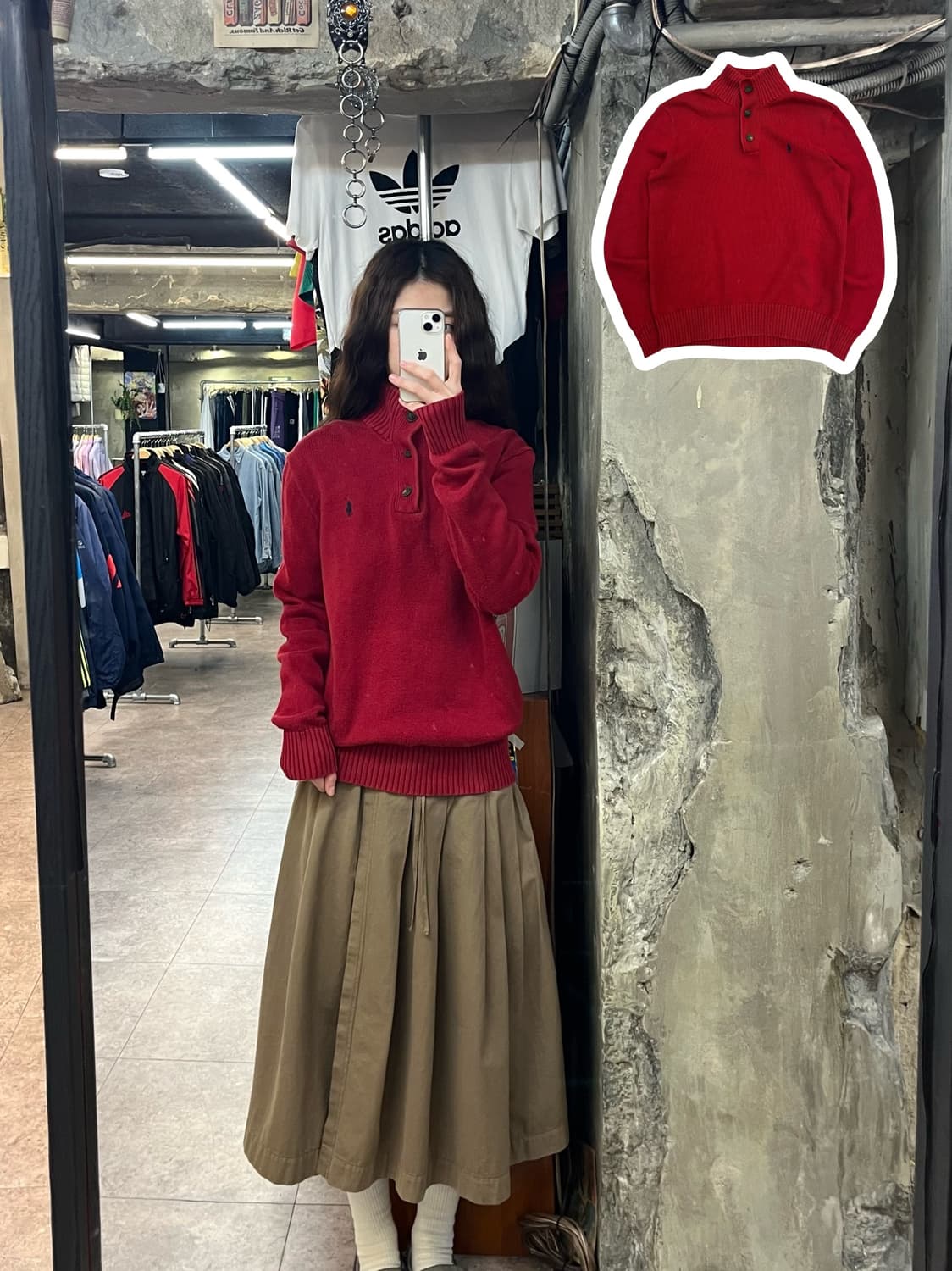 폴로 랄프로렌 버튼 니트 레드 S #csz2686 상품이미지1