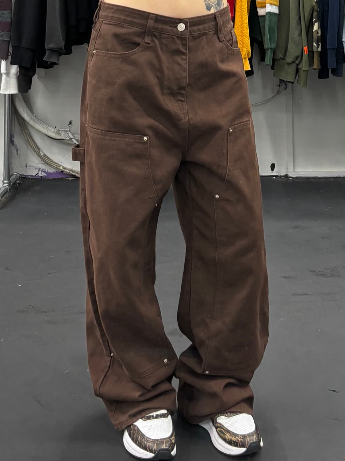 VTG 브라운 더블니 코튼팬츠 상품이미지1