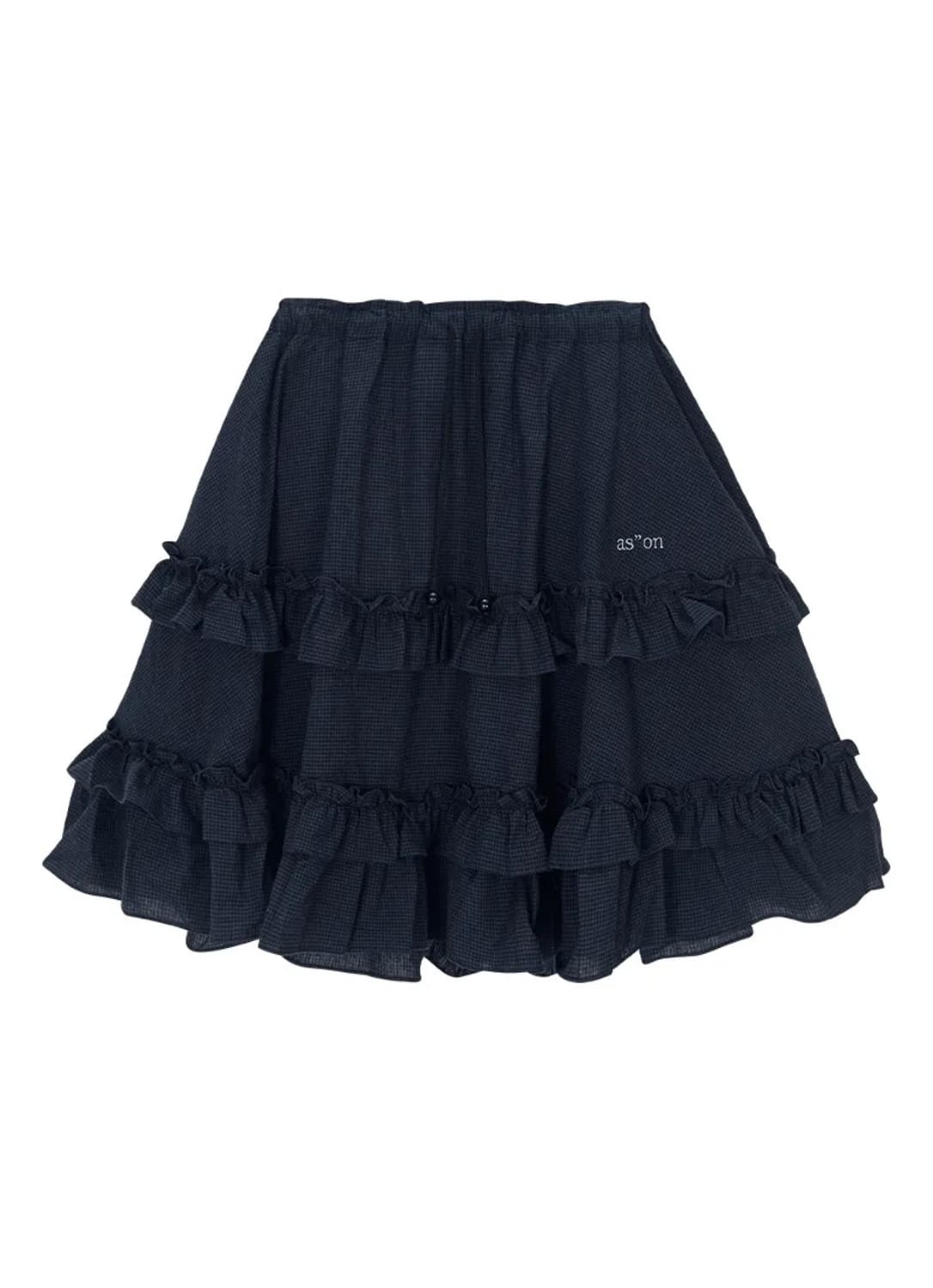 애즈온 체크 캉캉 미디스커트 네이비 상품이미지2