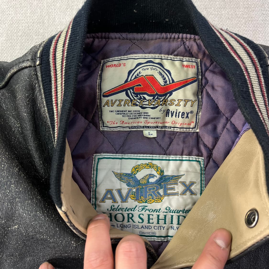 100 아비렉스 오리지널 빈티지 레더 바시티 자켓 상품이미지3