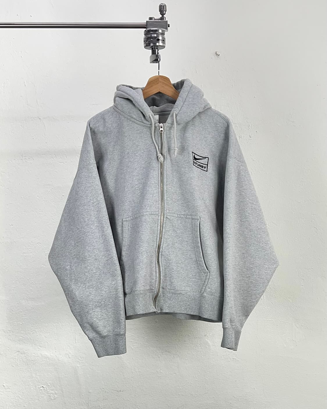 나이키 x 스투시 그레이 헤더 플리스 후디 풀 집업 자켓 상품이미지1