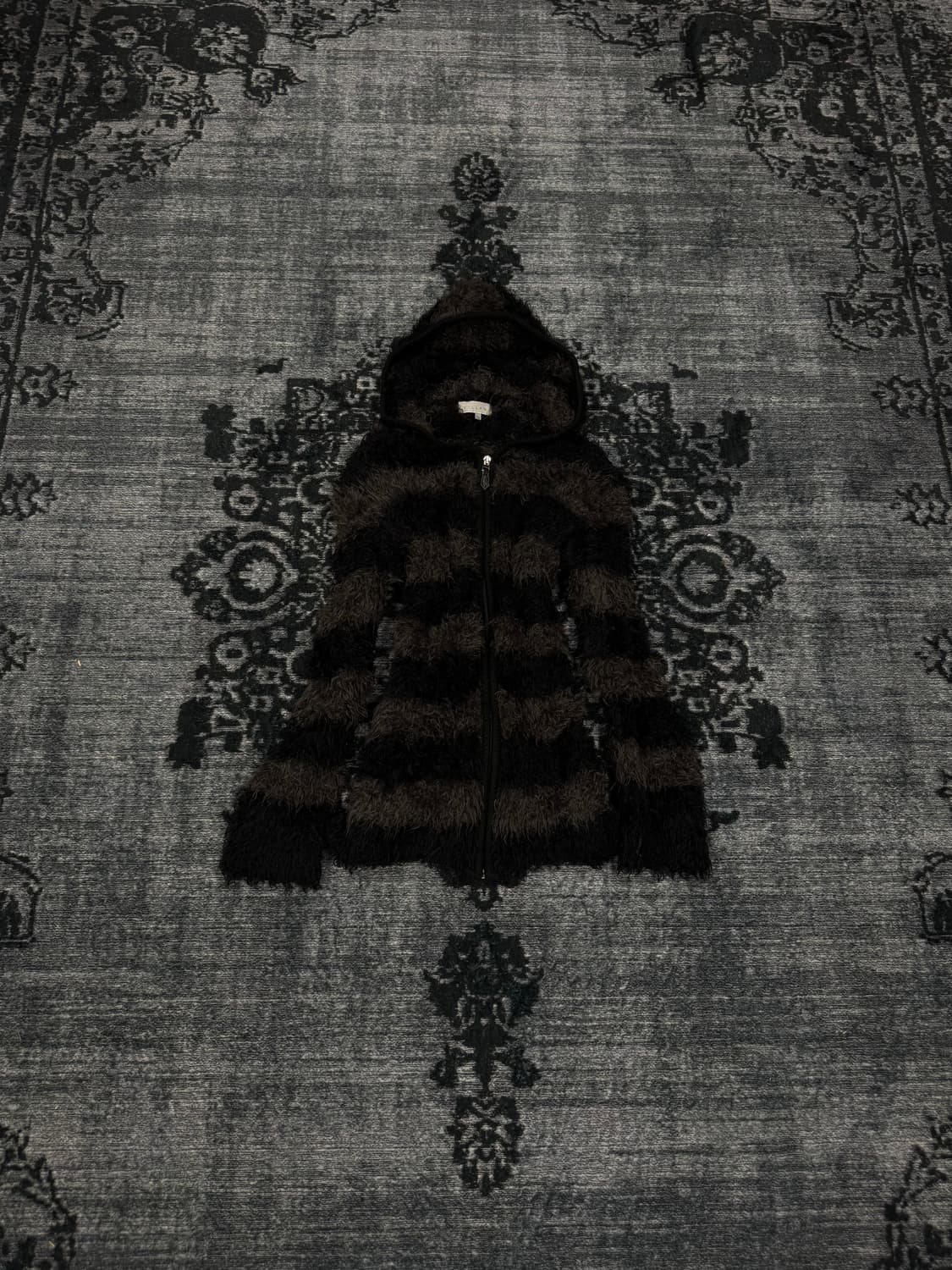 Villand black brown acrylic fur hood 상품이미지1