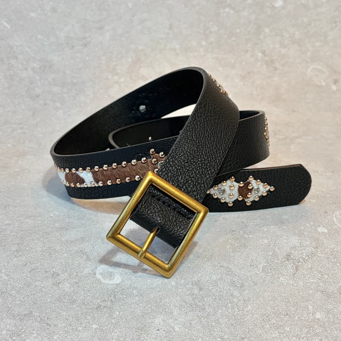 Oribell 에스닉 카우 송치털 애로우 스터드 y2k 웨스턴 가죽 벨트 상품이미지10