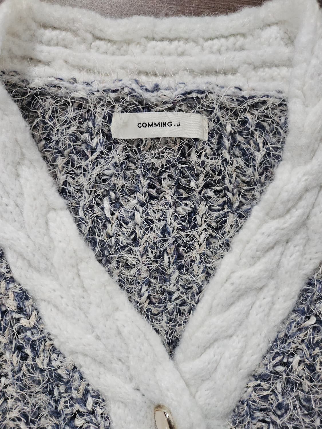 배색 니트 가디건 크롭 스타일  f  두툼 상품이미지3