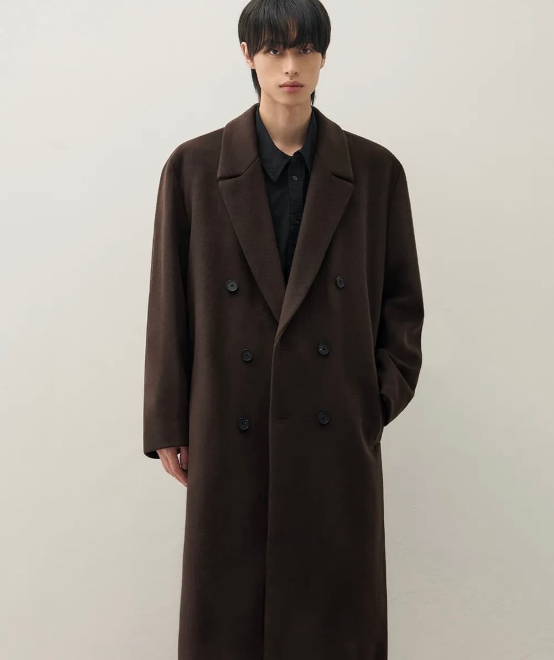 드로우핏 퓨어 캐시미어 로브 더블 코트 브라운 M 새상품 상품이미지1