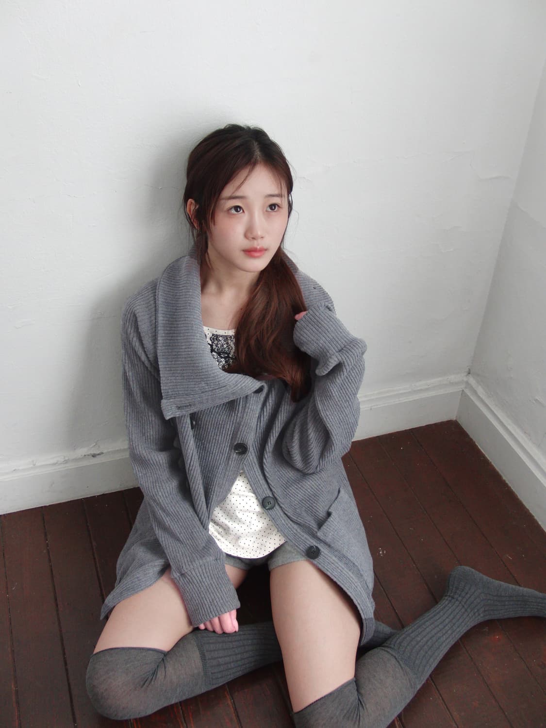 인앤양인하모니 더블 버튼 가디건 그레이 상품이미지1