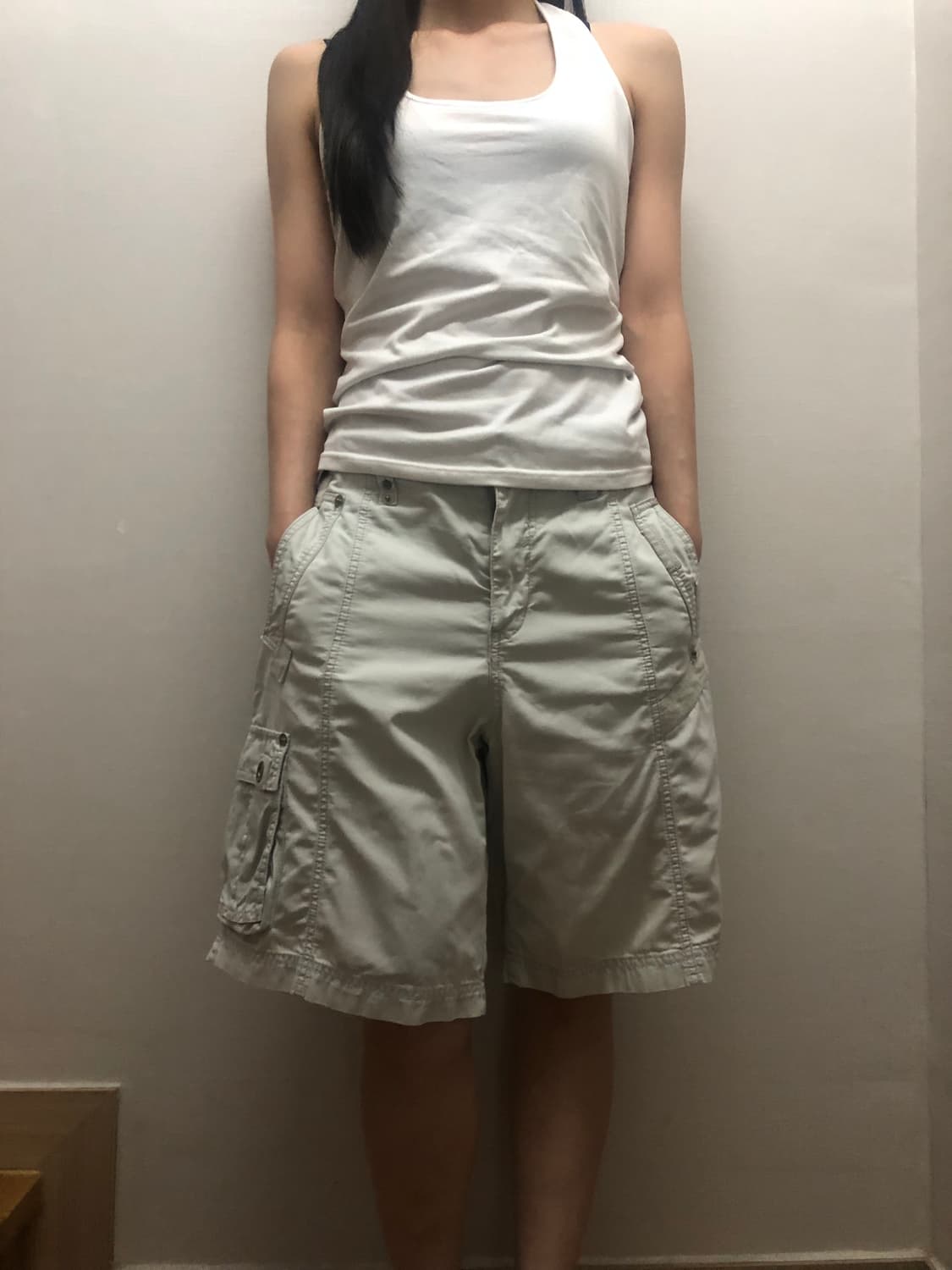 빈티지 라이트그레이 카고 버뮤다 팬츠 상품이미지3