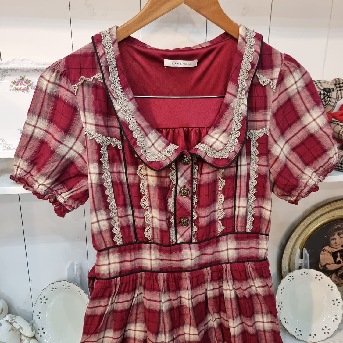 AXES femme 악세스팜므 빈티지 체크 프릴 원피스 상품이미지2