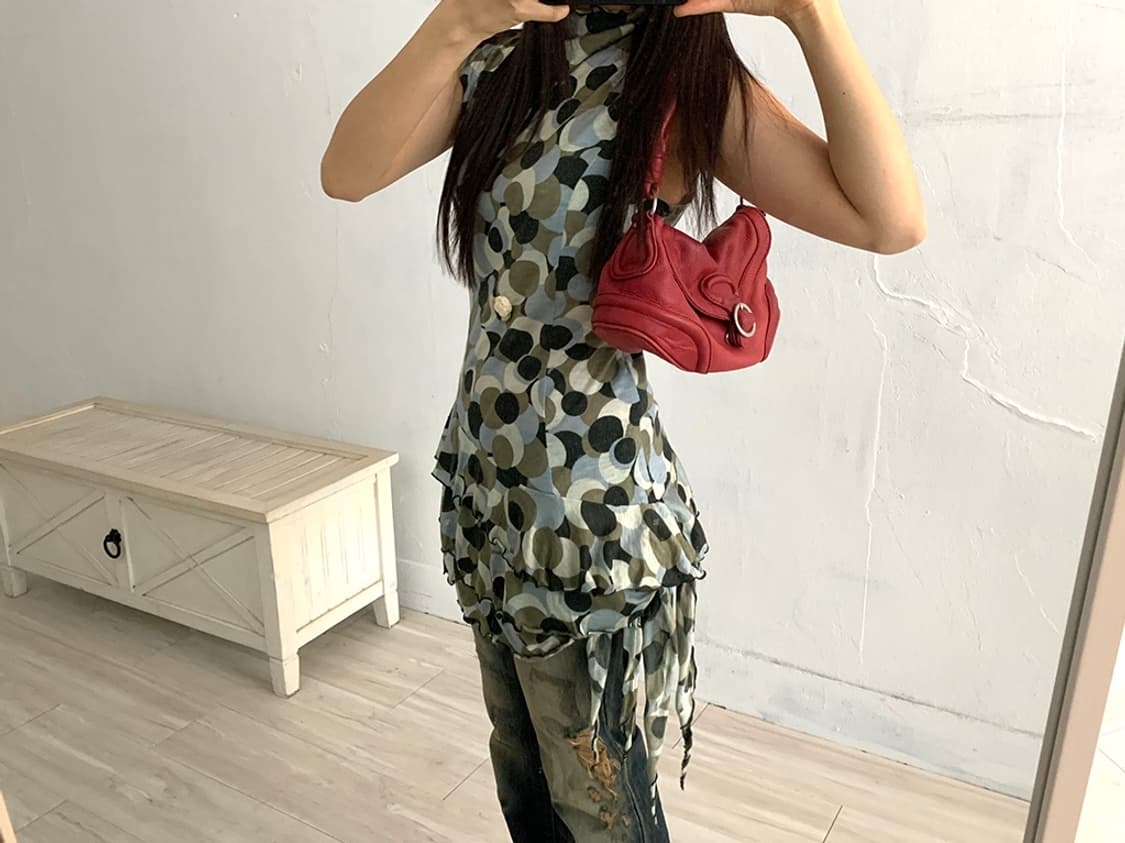 Abstract dot asymmetric ruffle dress 상품이미지5