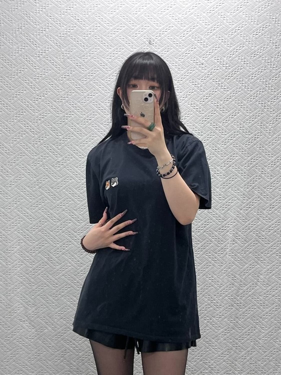 메종키츠네 캐주얼 키치 더블 폭스 로고 반팔티 L C12076 상품이미지2
