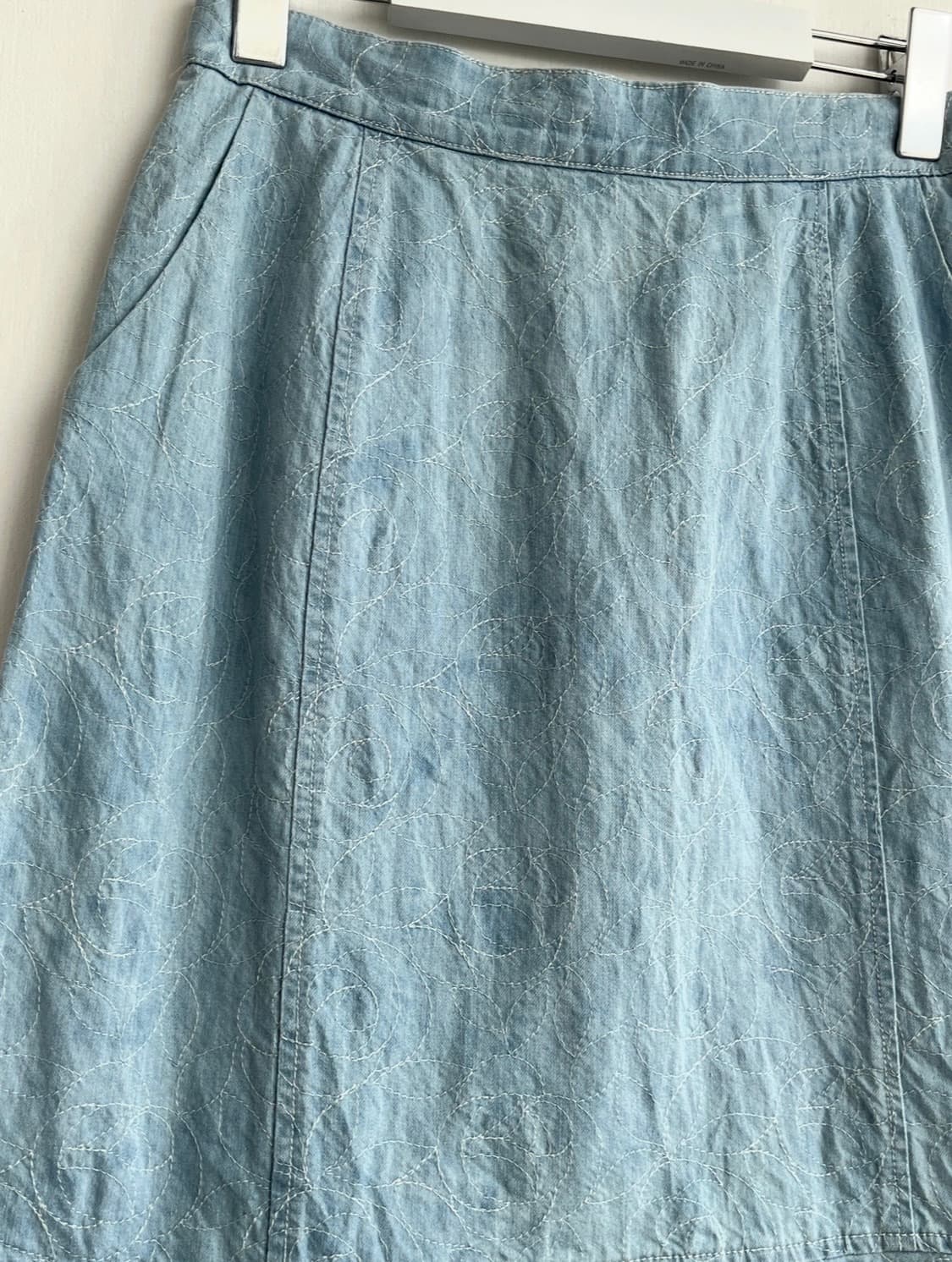 빈티지 연청 자수 머메이드 스커트 상품이미지2