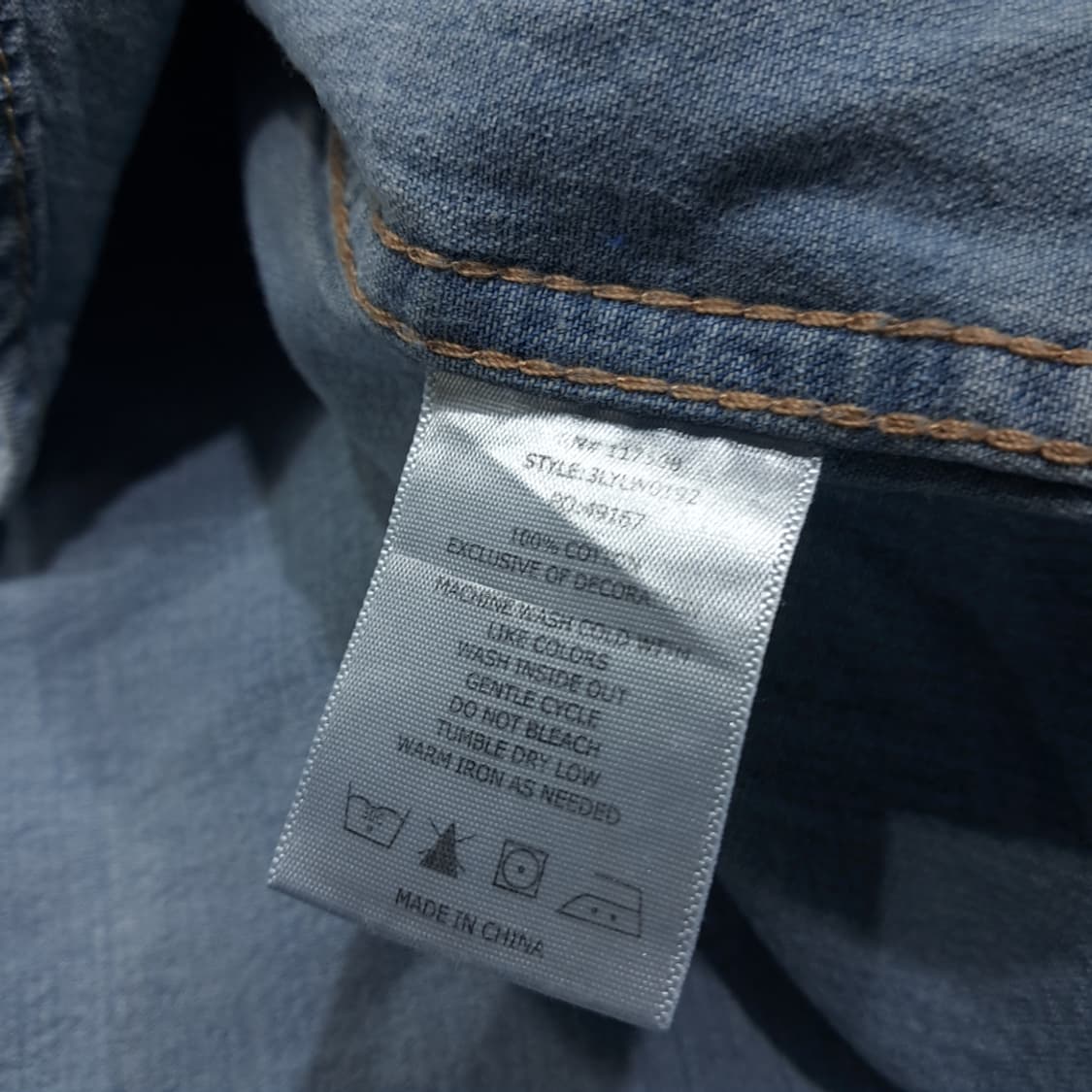 CL585 XL 리바이스 코튼 웨스턴 펄스냅 데님 셔츠 남방 상품이미지6