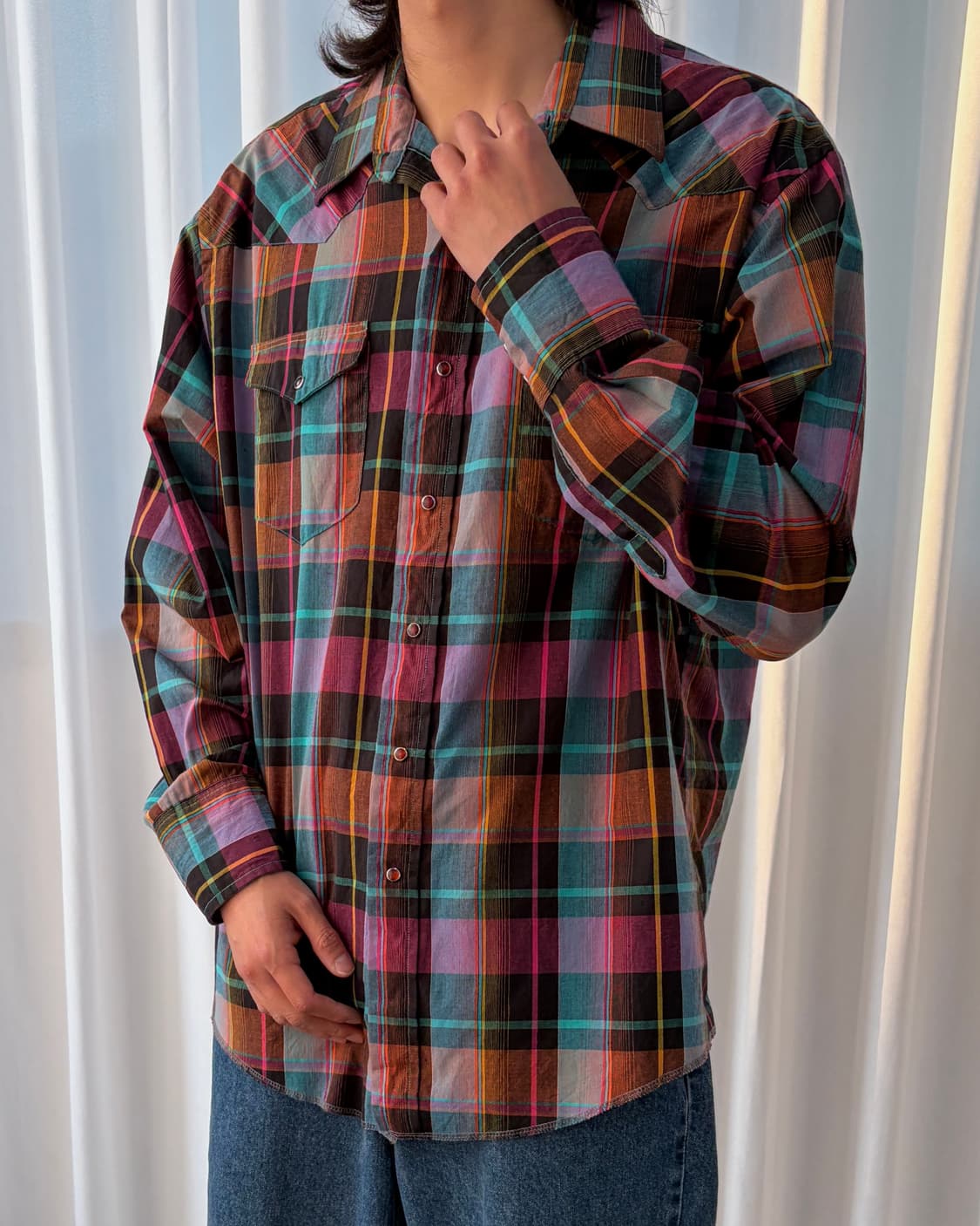 [XL]랭글러 Wrangler 마드라스 카우보이 웨스턴 셔츠 상품이미지3