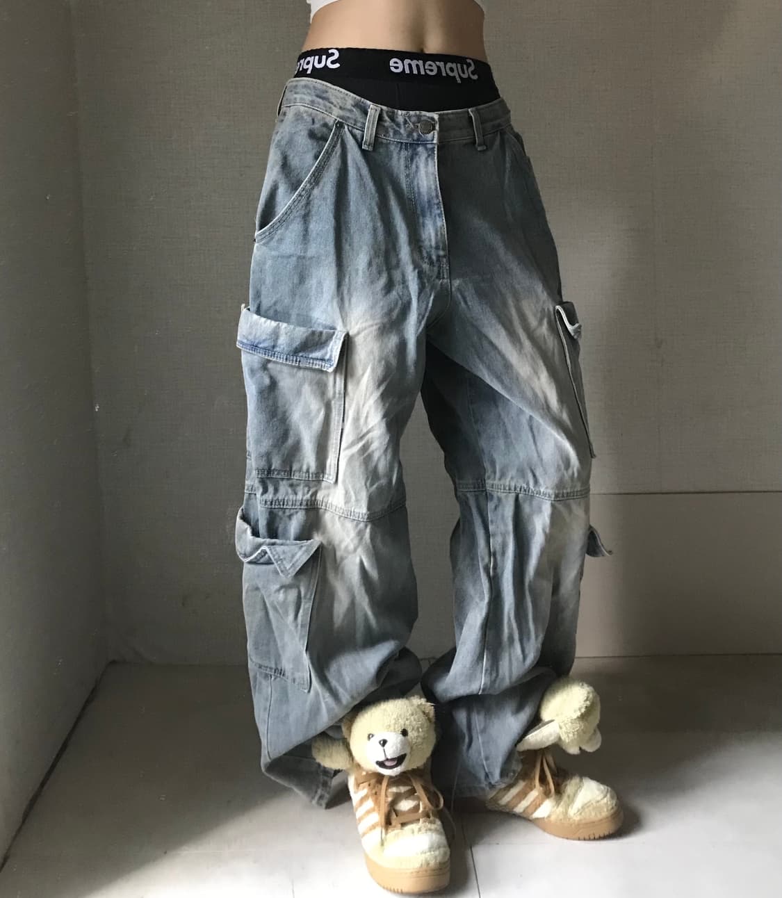 빈티지 멀티포켓 데님카고팬츠 상품이미지1