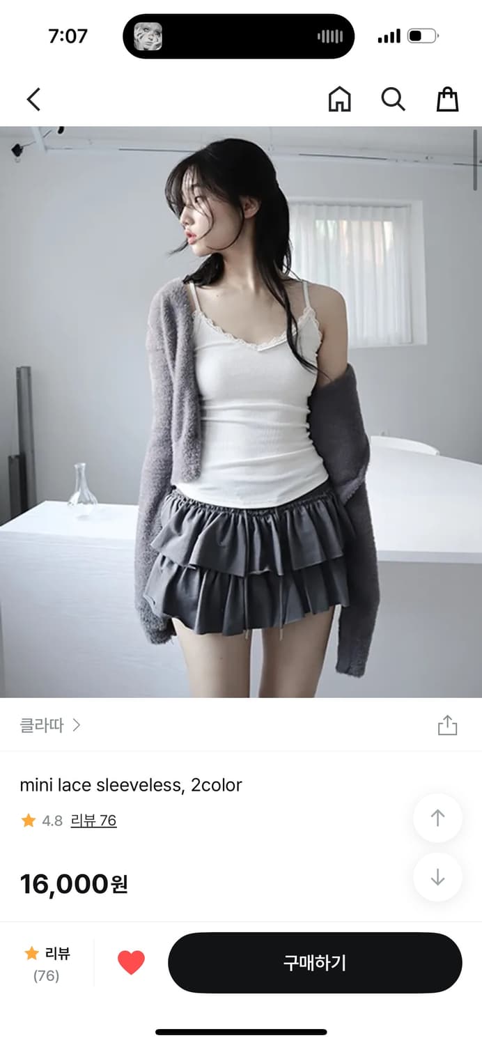 클라따 미니 레이스 슬리브리스 (블랙) 상품이미지2
