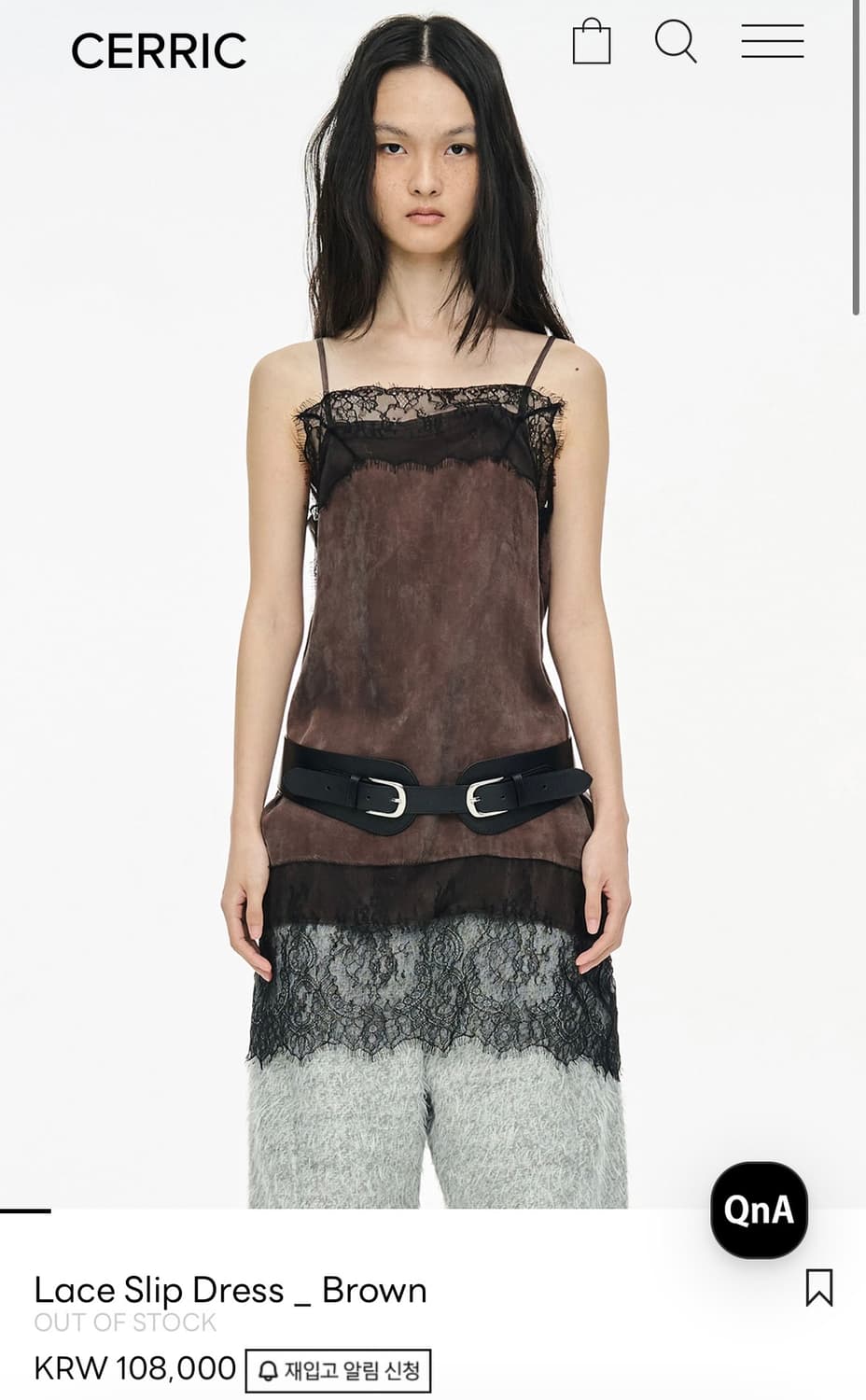 세릭 레이스 슬립 드레스 브라운 상품이미지1