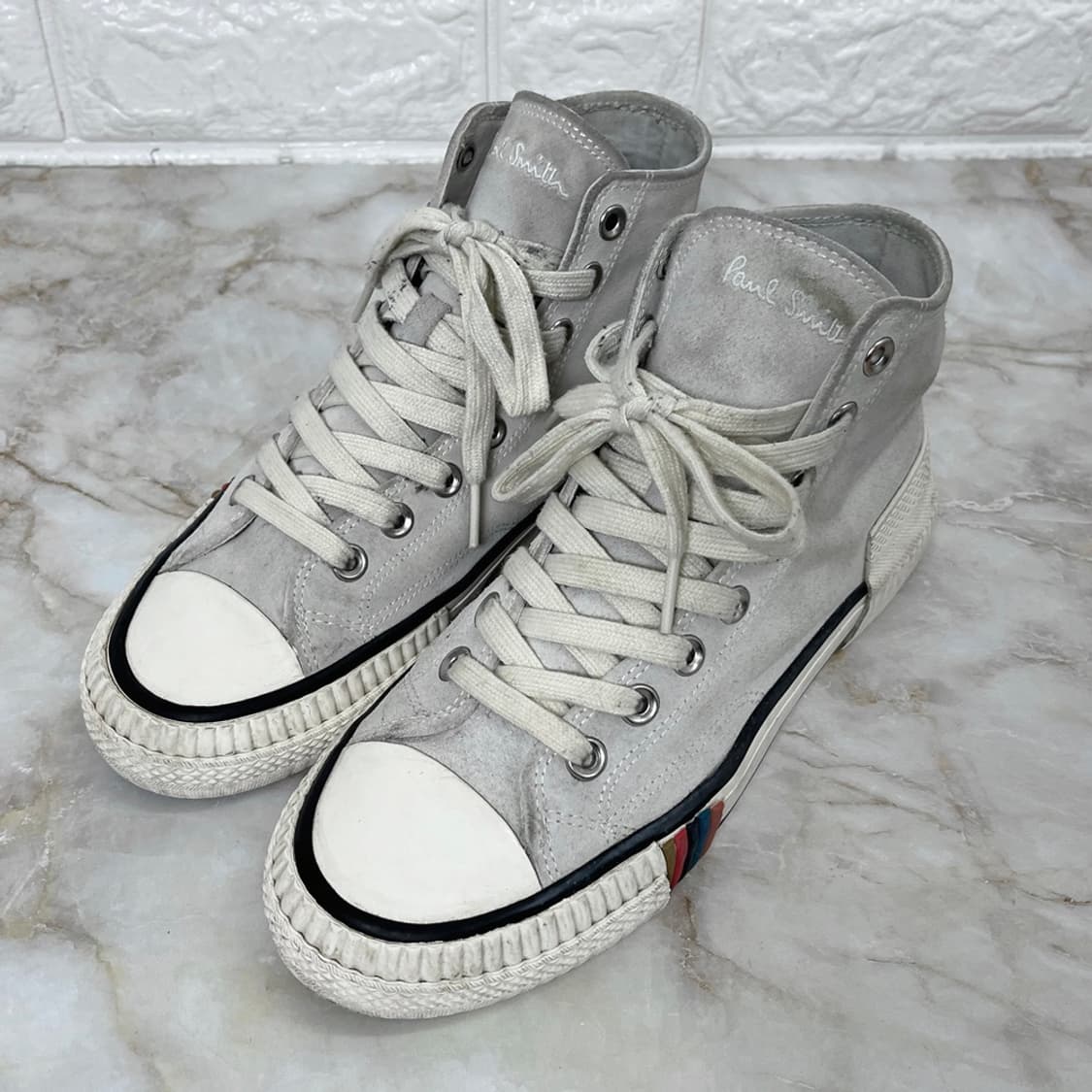 Paul Smith 스웨이드 하이탑 스니커즈 라이트그레이 UK6 상품이미지1