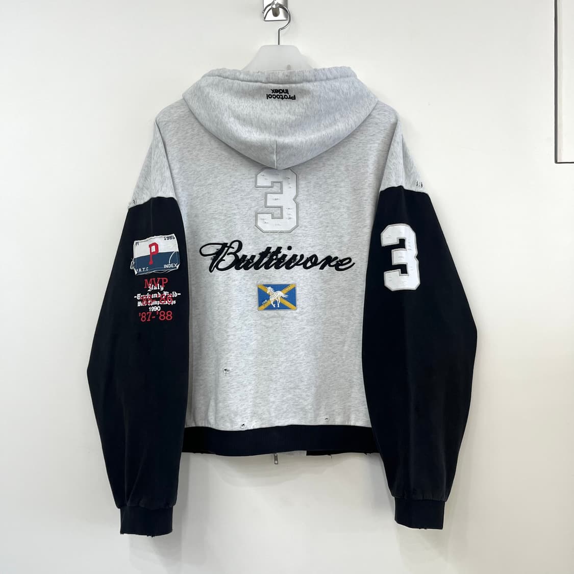 (새상품) 프로토콜 인덱스 버티보어 화이트 멜란지 후드집업 상품이미지3