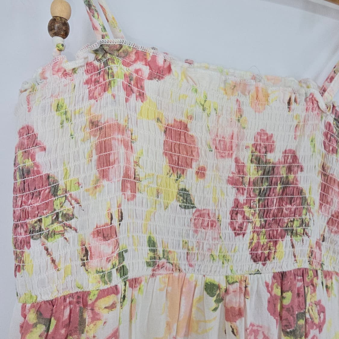 플라워 코튼 롱 원피스 캉캉 레이스 끈나시 상품이미지9