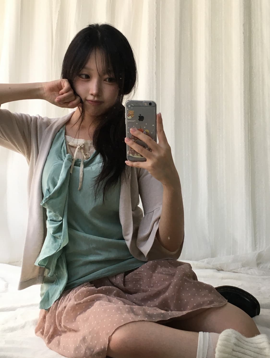 빈티지 민트 뮤트톤 도트 코디세트 상품이미지2