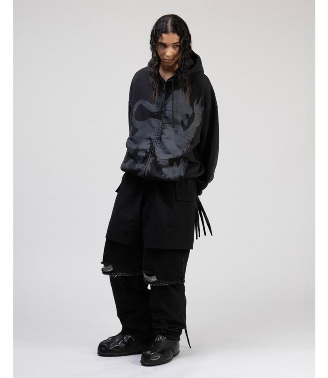 L) 엄브로 슬램잼 헤달릭 마스크 후드집업 블랙 상품이미지2