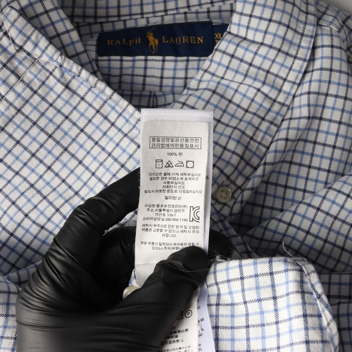 폴로 랄프로렌 클래식핏 블루 화이트 체크 셔츠 XL 상품이미지6