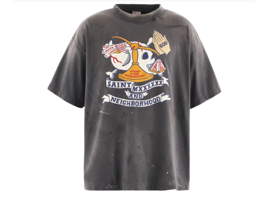 Lsize 네이버후드 x 세인트미카엘 STHD 프레이 티셔츠 블랙 상품이미지1