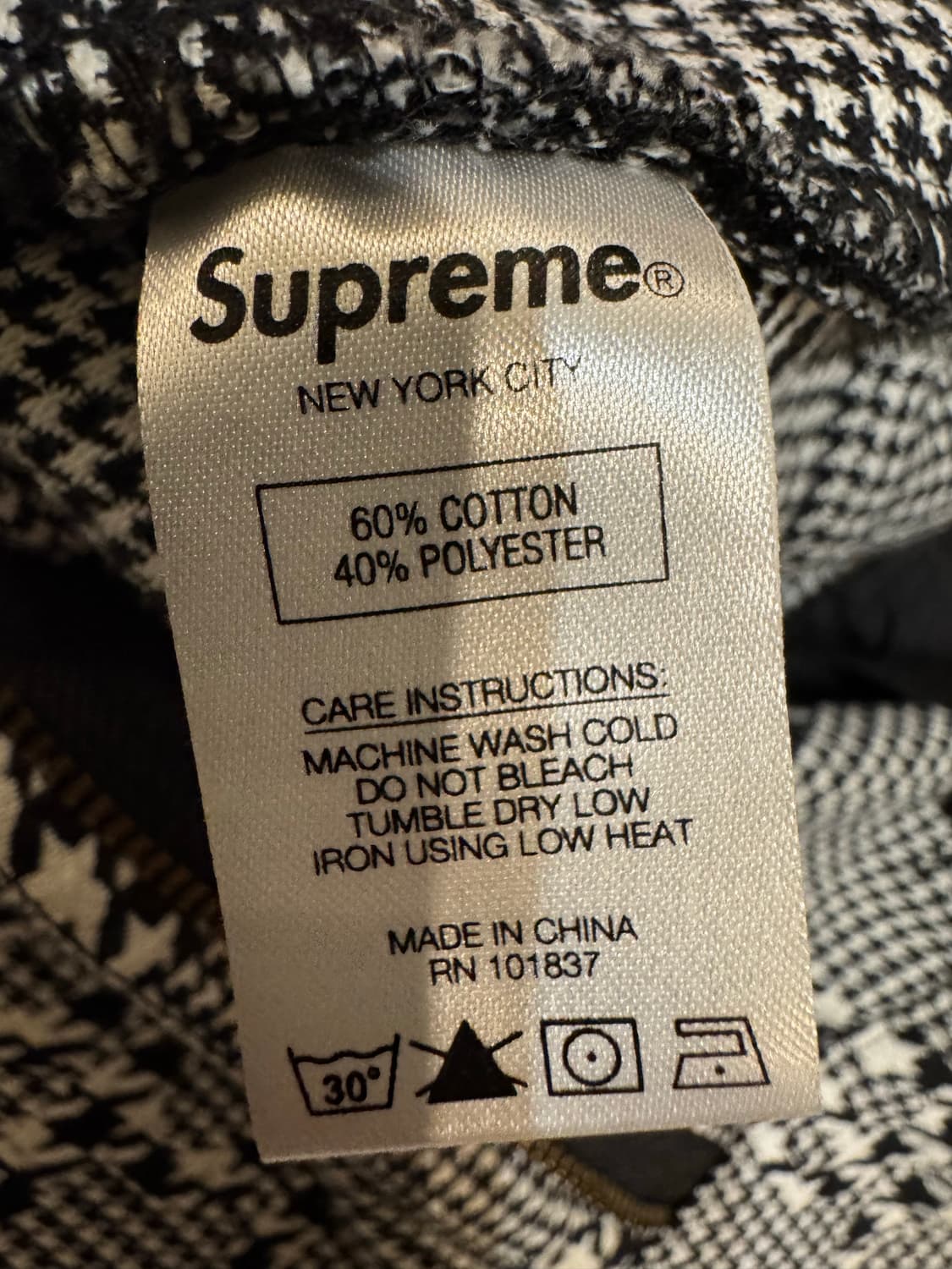 [36] 슈프림 워크팬츠 블랙 하운드 투스 상품이미지8